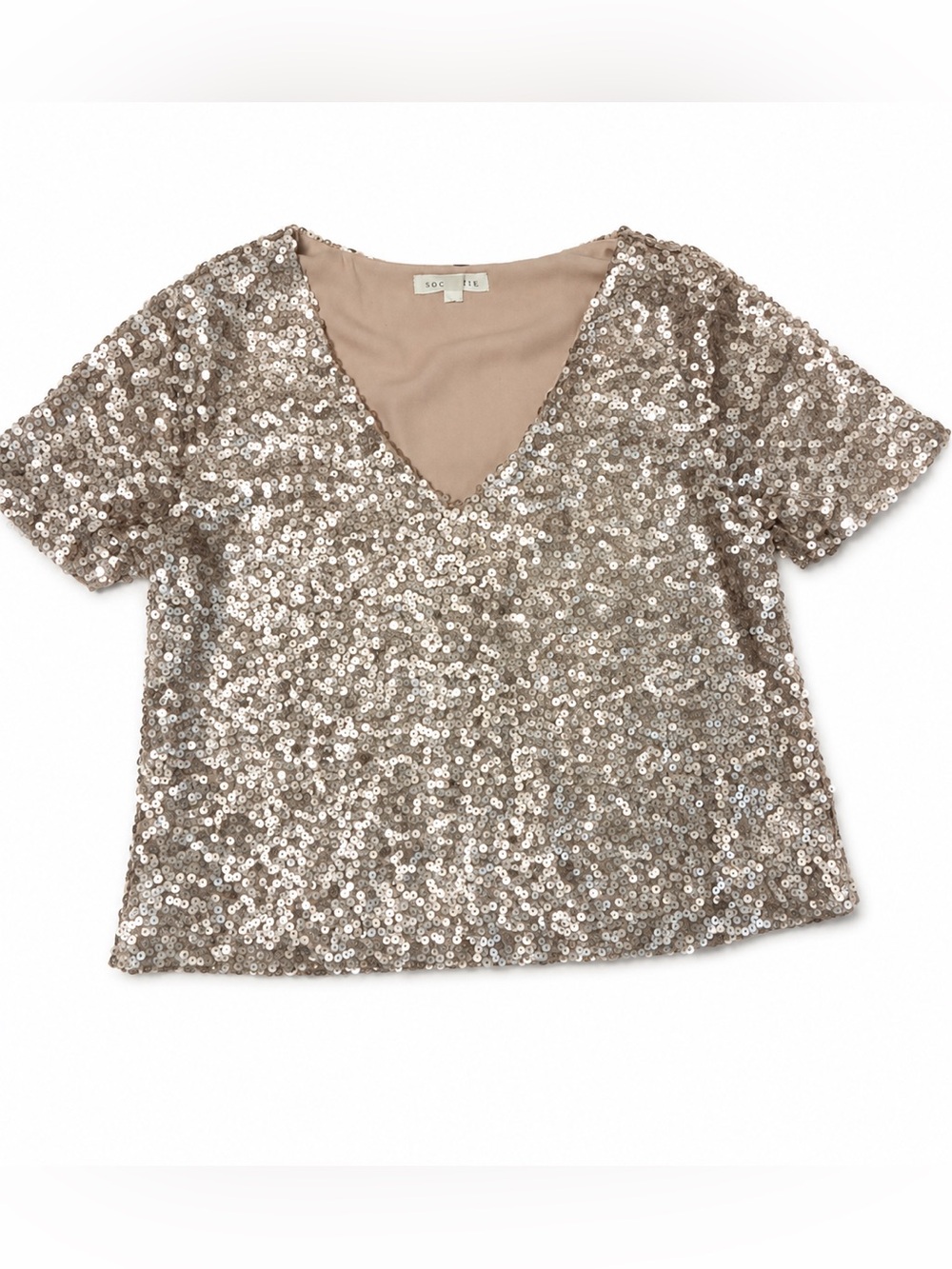 💖Rose Gold Sequin V-Neck Top